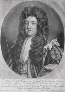 Portrait de Sidney Godolphin (1645-1712) 1er comte de Godolphin gravé et publié par John Smith (1652-1743) 1707 (mezzotinte) - Godfrey Kneller